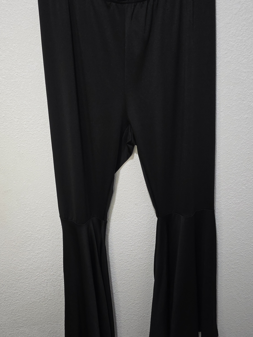 Black Wide-Leg Flare Pants with Elastic Waist